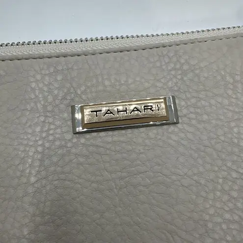Tahari Wristlet Organizer Zip Around Gray Wallet Faux Leather RFID