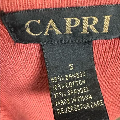 Capri bamboo cotton long sleeve asymmetrical neck sweater top in rust size small Orange