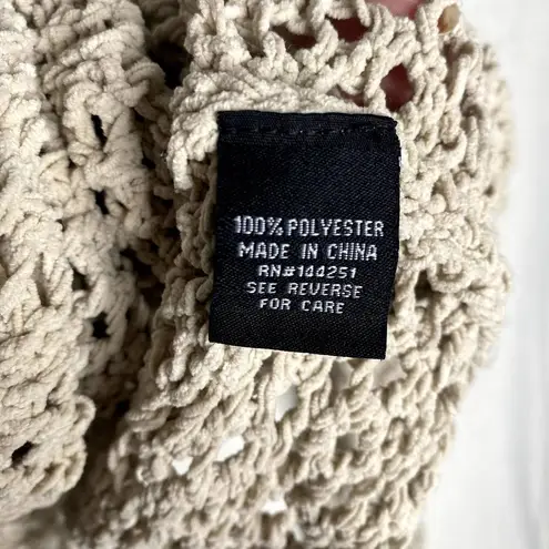 The Moon  & Madison Crop Chunky Open Knit Boat Neck Sweater Pullover Tan Size Small