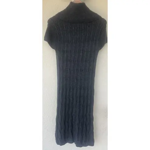 Classiques Entier Merino Wool Gray Cable Knit Turtleneck Sweater Dress L Classic - Image 3