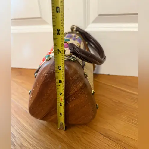 MAHLER Vintage Tropical Vacation Raffia Straw Floral Tiki Pinup 1960s Tan