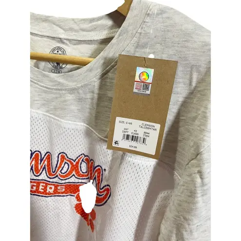 Threads 4 Thought Clemson Tigers Womens Cropped T-Shirt S Gray/White Athletic Mesh