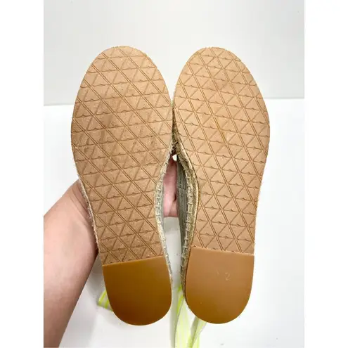 Zac Zac Espadrille Womens Size 5.5 Gray Green Slip On Ballet Flat With Ribbon