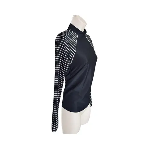 All In Motion Rash Guard, Mock Neck, Long Sleeve. Black w/ White Stripes. Size M