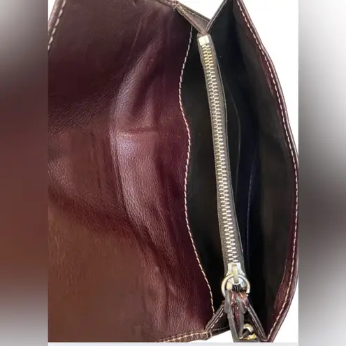 Chloé Chloe Dark Purple Leather Paddington Wallet with Brass Lock & Key