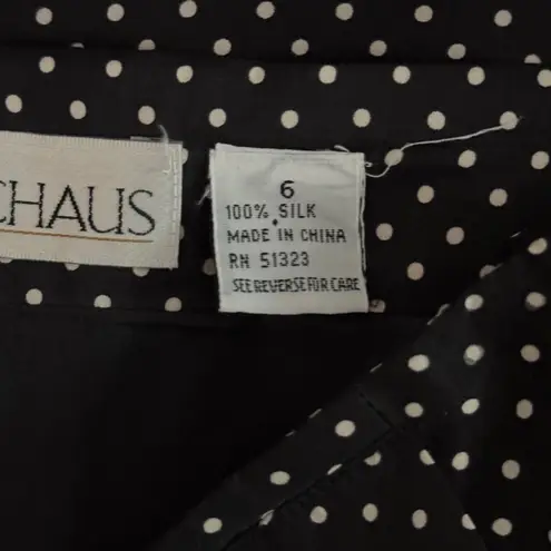 Josephine Chaus Skirt Polka Dot A-Line Pleated Silk Vintage Party Midi Size 2