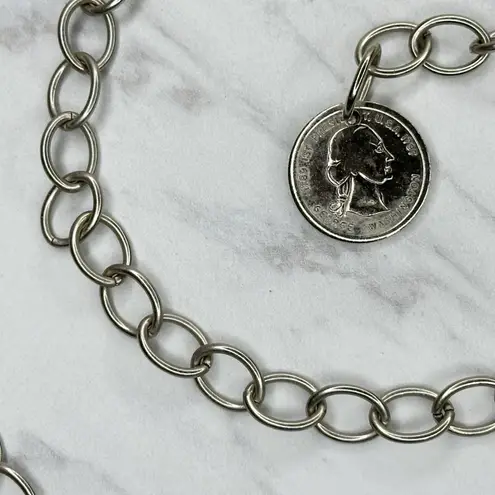 George Washington Coin Charm Chain Belt XS/Small (S) Y2K ✨ Silver