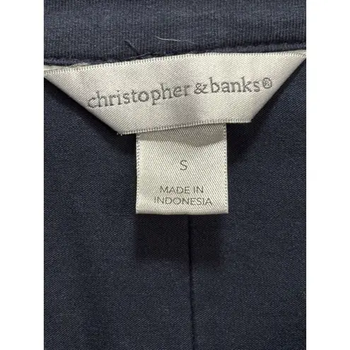Christopher & Banks Christopher & Banks Blue Zip Up Long Sleeve Sweater Size Small Ruffle Raw Seams