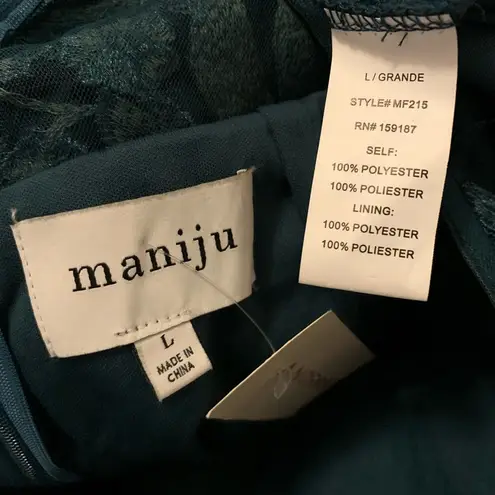 Maniju Floral Embroidered Evening Dress Formal Red Carpet Gala Ball Gown green size L