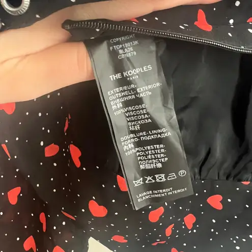 The Kooples So In Love Printed Lace-Up Peplum Top Heart Womens Size 2 Small