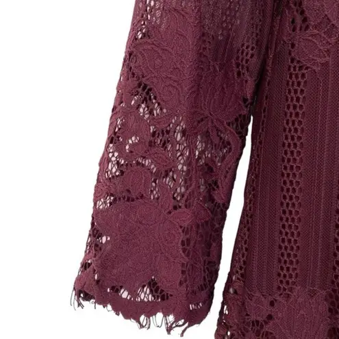 Chance or Fate Women’s Maroon Lace High Neck Blouse Top Victorian Vamp Goth