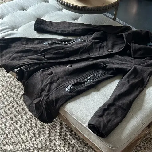 Mackage Vintage Chocolate Brown Wool PEA Coat Size Medium