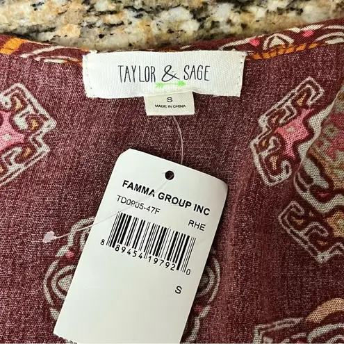 Taylor & Sage Paisley Romper Tie Front Boho Hippie Festival Medallion S