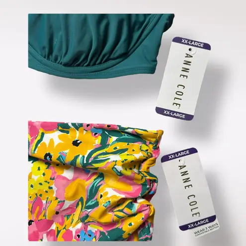 Anne cole  NWT Green and Sunshine Floral High‎ Waist Bikini XXL UPF 50 Vacation thumbnail 2