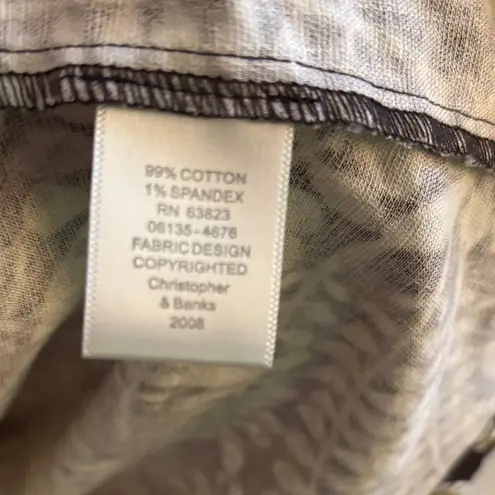 Christopher & Banks Brown Leaf Print Jacket – 3/4 Sleeve, Fall Motif, Size L