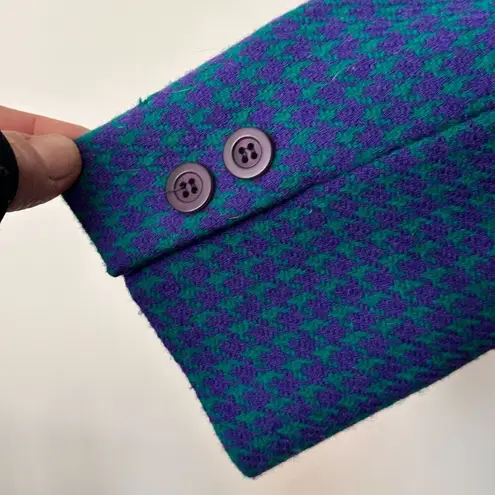Pendleton Vintage Teal & Purple Houndstooth Wool Blazer