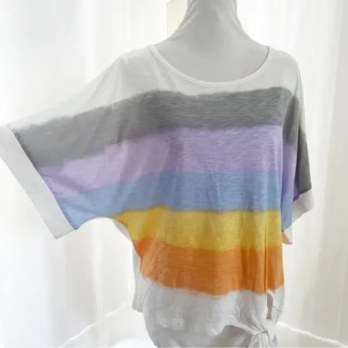 Democracy Oversized Colorful Striped Short Sleeve T-Shirt