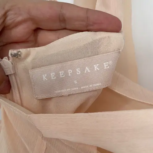 Keepsake Peach Chiffon Crisscross Neck Maxi Dress Size S Pink