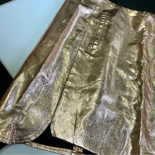 NWT Fridda Faux Leather Metallic Gold Mini Skirt Bronze Copper sz M