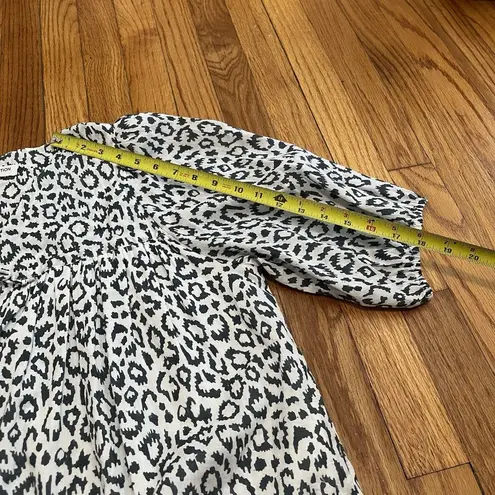 India Collection Emerson Fry Puff Isla Charcoal Leopard Print Cotton Blouse Size M