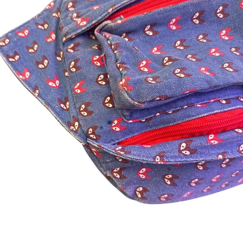 KAVU Bag Rope Sling Crossbody Fox Print Hiking Outdoor Limited Edition Blue