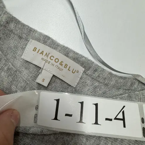 Bianco Blu Sweater Womens Small Grey Made in Italy Knit Top Cashmere Wool Silk Gray