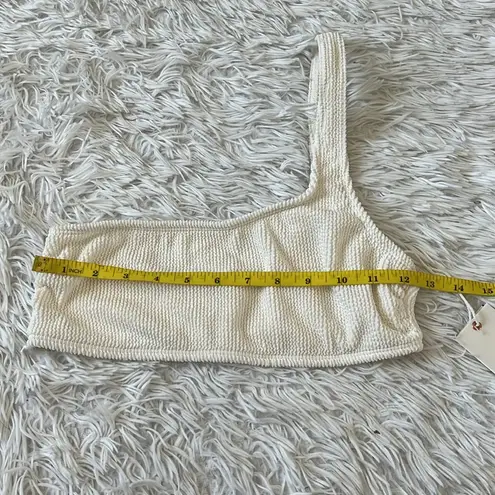 Good American  CRINKLE HOT SHOULDER BIKINI TOP IVORY SIZE 3/4