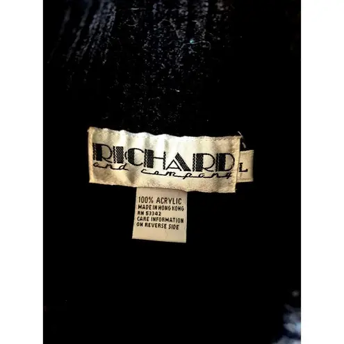 VTG Super 80s Richard & Co Black Acrylic Sweater w/ Color Block Sz L Size L