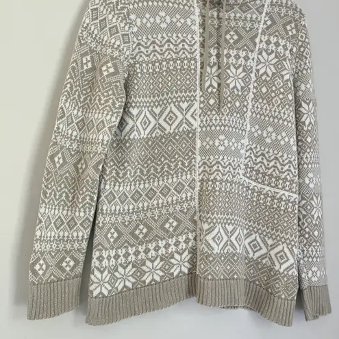 Woolrich Women’s Nordic Fair Isle Cowl Neck Sweater Beige White Size Large