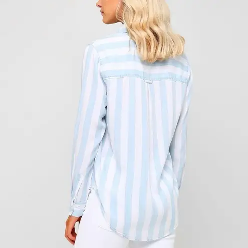 Rails Anthropologie Blue Block Stripe Uli Lace Up Pullover Shirt Size Small - Image 6