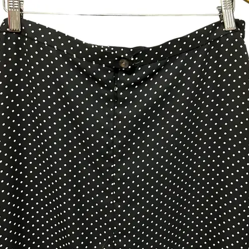 Jones Wear Womens Maxi Skirt 16 Black Polka Dot A-Line Zip Career Classic Preppy