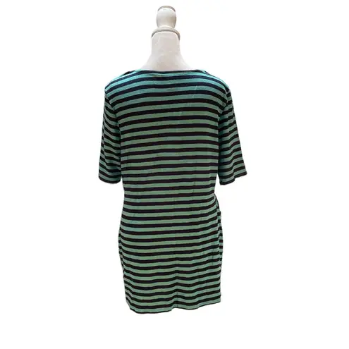 Motherhood Maternity Blue & Green Striped Crossed Front Short Sleeve Top Size XL