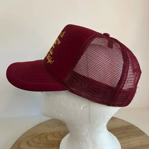 Vintage 80s Maroon & Yellow Graphic Trucker Adjustable Unisex Hat