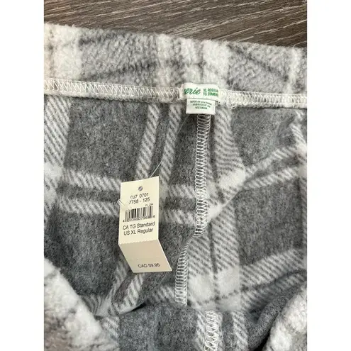 Aerie NWT  Snowed In Fuzzy Jogger Plaid Pant Size XL Gray