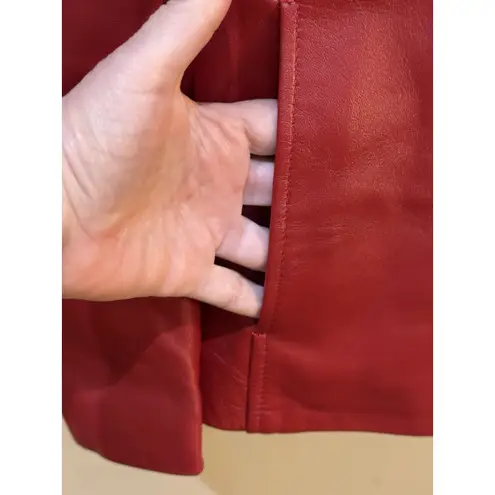 Whet Blu Leather Jacket Womens Size Medium Petite Red Zip Up