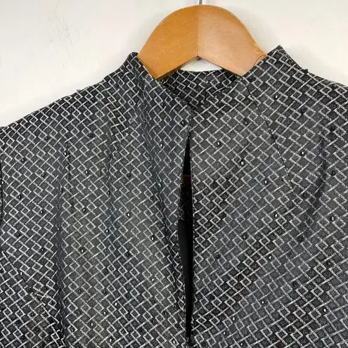 Vintage 90s Marie St Claire Classic Beaded Black Glam Blazer Jacket womens 8