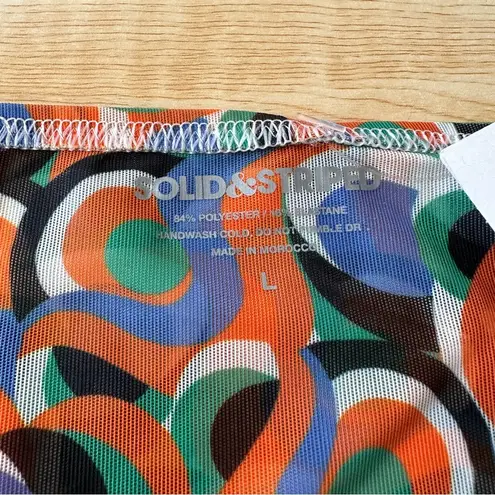 Solid & Striped Iris Printed Side Tie Mesh Bikini Bottom in Optic Swirl - Large