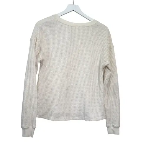 Knix Women’s Waffle Henley Long Sleeve Thermal Top Cream Size M Size M