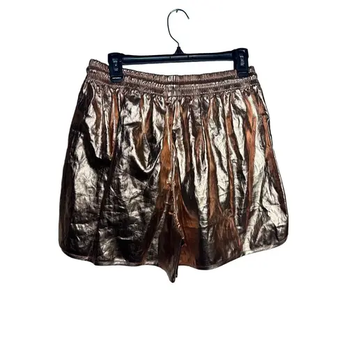 ALC Frank A.L.C. Ryder Metallic Gold 100% Linen Short Drawstring Sz Small Women's