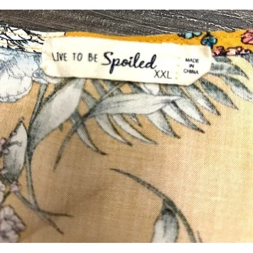 Live to be spoiled Junior's XXL Dress Yellow Floral Tiered Ruffle Summer Cottage