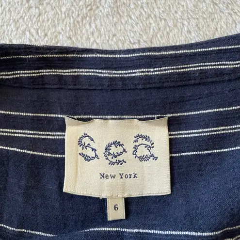 Sea New York Dress 6 Blue Striped Boho Coastal Midi Cottage Peasant Classic