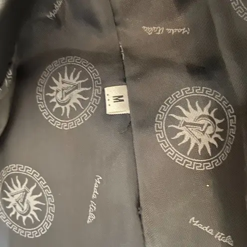 Vintage Longline Black Leather Jacket Sz Medium GV Medusa Head Buttons