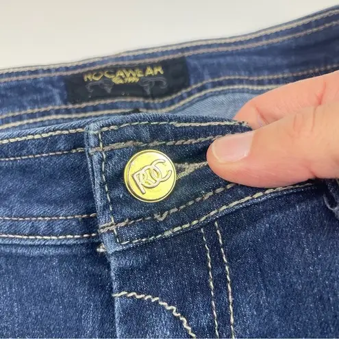 Rocawear Blue Gold Denim Jeans Y2K Vintage Size Junior 7