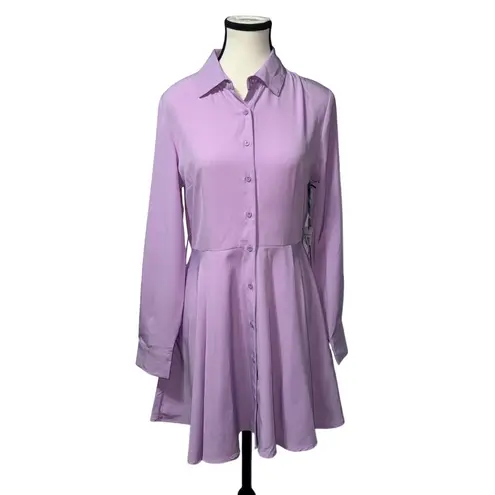 Love 83 Lavender Long Sleeve Button Down shirt Dress women’s Size Medium Purple