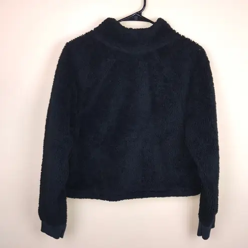 Calvin Klein Performance Women’s Teddy Sherpa Fleece Cropped Quarter Zip Sweater Black Size L