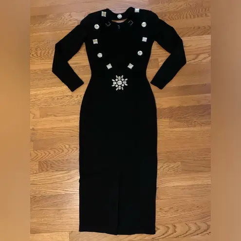 Andrea Jovine Vintage black sweater dress 100% wool size XS