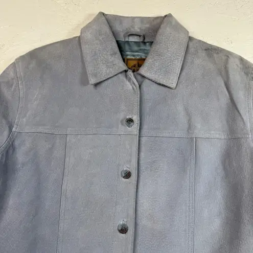 AMI Womens Gray Suede Leather Button Down Jacket Size Medium