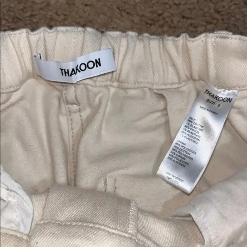 Thakoon High Waisted Straight Leg Denim Pant Ecru 2