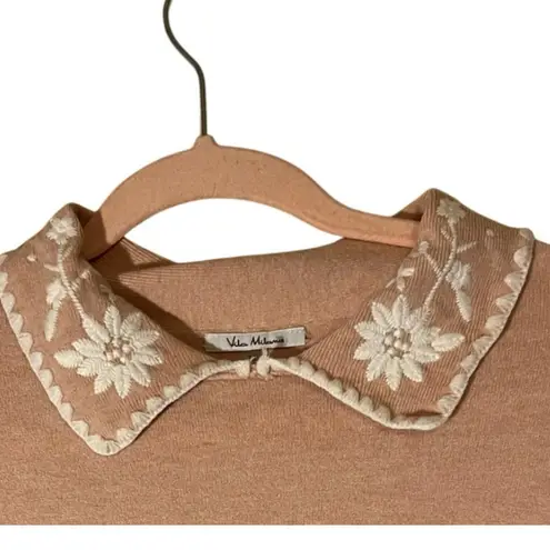 Vila Milano Soft Pink Folded Embroidered Collar Long Sleeves Women’s Medium