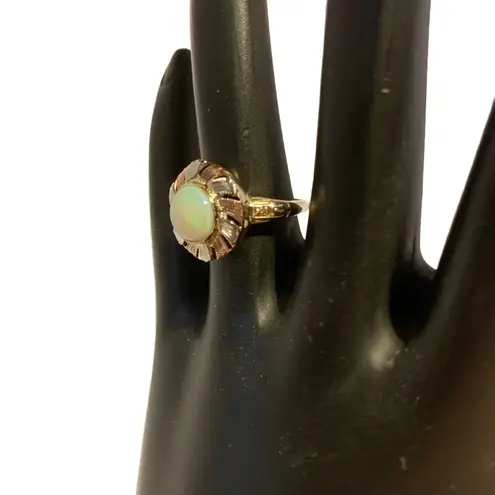 10K SOLID TRI COLOR GOLD ROUND CABOCHON OPAL RING (5) Multiple